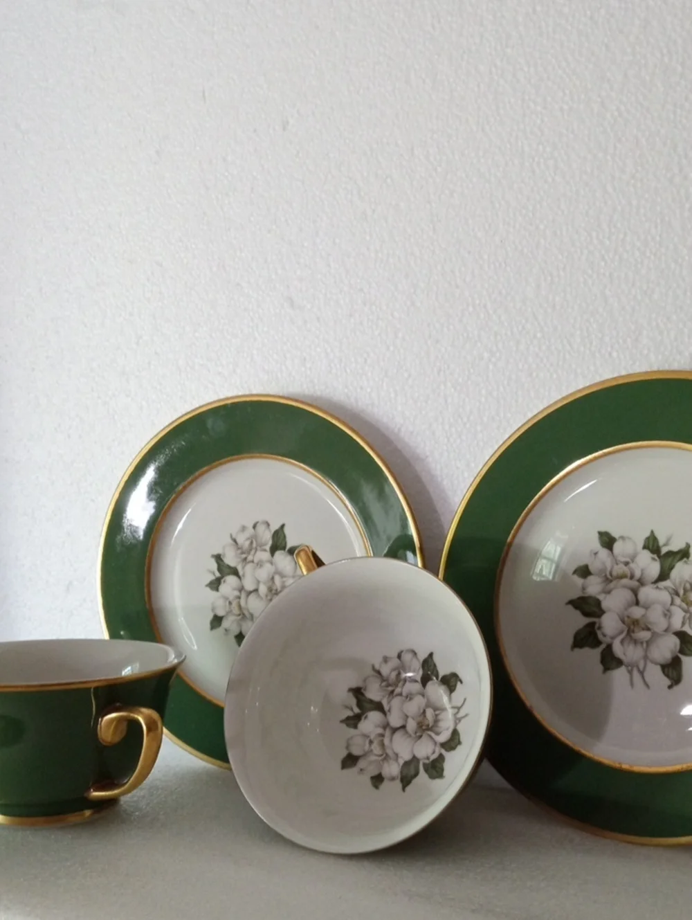 Royal Jackson Countess Madison Jade Green Set of two Teacups and saucers